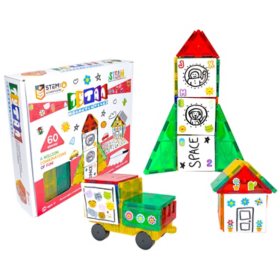 Tytan Magnetic Learning Tiles & Building Block Kit - STEM Certified Toys, Magnets & Dry Erase Decals for Kids - 60 pcs