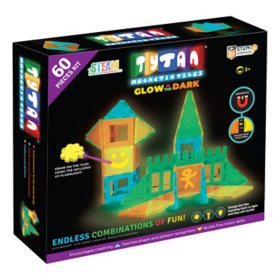 Tytan Toys Glow-In-The-Dark Magnetic Tiles Set 2.0, 60 pcs.