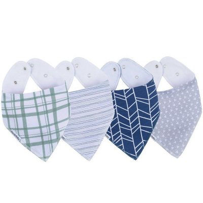 Color-5 Absorbent Soft Cotton Lining 0-2 Years iZiv 4 PACK Baby Bandana Drool Bibs with Adjustable Snaps 