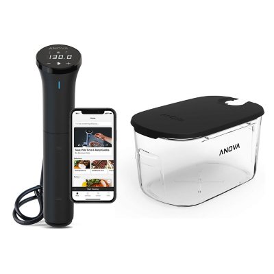 Sous Vide Cooker Complete Set with Container Lid and Rack Stainless Steel Rack Crystal Clear 12 Qt Container BPA Free NSF Rated SV Nano Joule and Most Circulators Suits Anova 