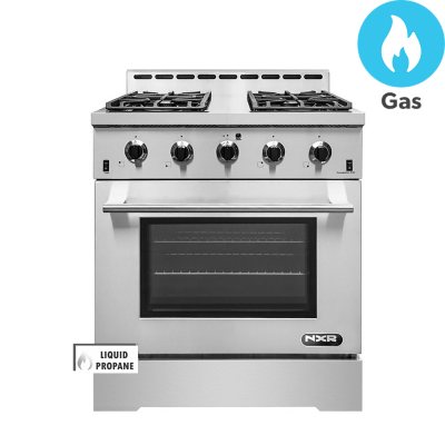 NXR Stainless Steel 30 In. 4.5 Cu. Ft. Professional Style Liquid Propane Range with Convection Oven