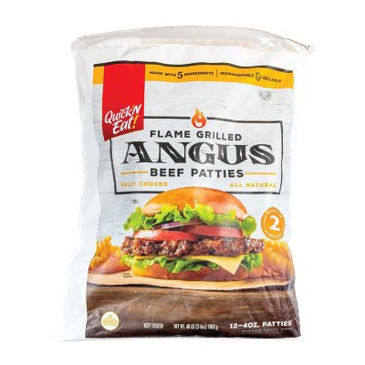 Quick N Eat Fully Cooked Burgers 12 ct., 3 lbs. - Sam's Club