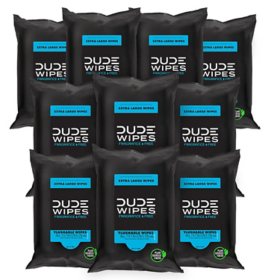 DUDE WIPES XL Travel Flushable Wipes, 10 ct., 180 wipes