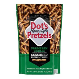 Dot's Homestyle Pretzels Parmesan Garlic Seasoned Pretzel Twists, 35 oz.