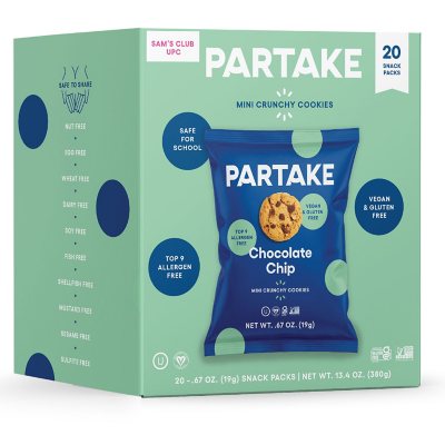 Partake Mini Cookies Snack Packs, Chocolate Chip