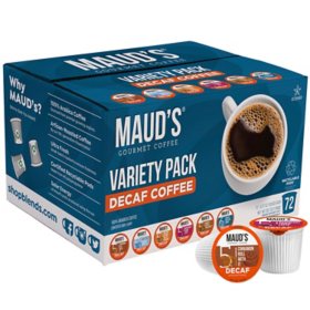 Maud's Decaf Gourmet Coffee Single Serve Cups, Variety Pack 72 ct.