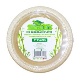 Innova Life Compostable Sugarcane Plates 6", 125 ct.