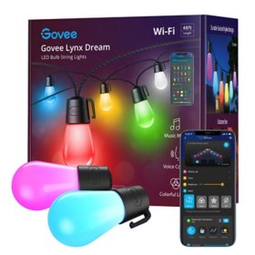 Govee 48ft/15 Bulbs RGBW Outdoor String Lights WiFi+Bluetooth