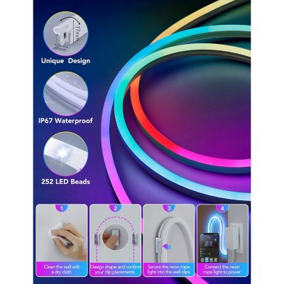 Govee RGBIC Wi-Fi + Bluetooth Strip Lights, With Protective Coating, 64+  Vibrant Scene Effects, 5M Size, Smart Voice Control, Individual Segment  Control
