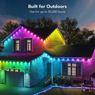 RGBIC Permanent 50 ft. Outdoor Smart Plug-In Color Changing White Tape LED  String Light with IP65 Waterproof Housing