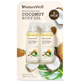 NatureWell Moisturizing Coconut Body Oil, 8 oz., 2 pk.