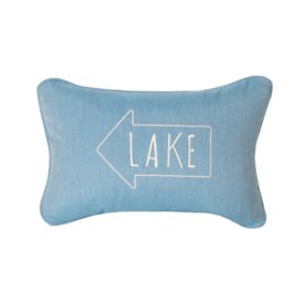 Peak Season Embroidered Decorative Accent Pillow with Sunbrella Fabric, 14" x 20"