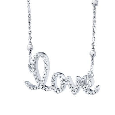 Diamond Letter M Necklace 1/8 ct tw Round-cut Sterling Silver 18