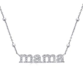  0.15 CT. T.W. Diamond MAMA Necklace in Sterling Silver		