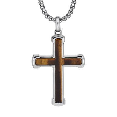 Men Necklaces, Cross Cut Out Pendant, Stainless Steel Small Dog Tag  Necklace, Christ Religion Jewelry