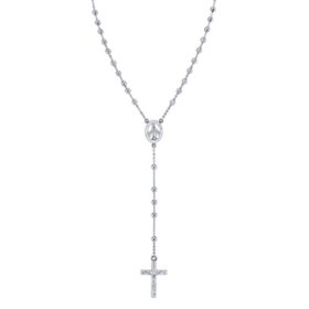 Diamond Cut Rosary Necklace in Sterling Silver