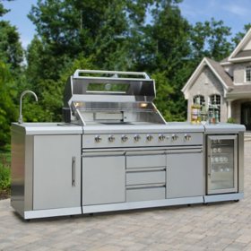 Thor Kitchen Stainless Steel 3-Piece Modular Outdoor Kitchen, 8-Burner Liquid Propane Grill