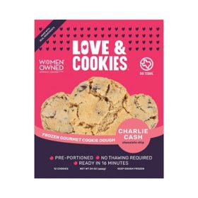 Love & Cookies CharlieCash Chocolate Chip Gourmet Cookie Dough, Frozen, 12 ct.