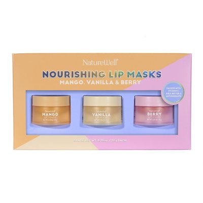 NatureWell Hydrating Lip Masks, Mango, Vanilla & Berry, 0.70 Ounce (Pack of 3)