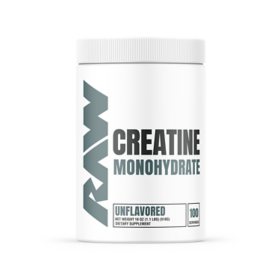 RAW Nutrition Creatine Monohydrate Powder, Unflavored, 510g (100 Servings)