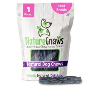 Nature Gnaws Beef Braid Dog Treat Chews, 1 lb.