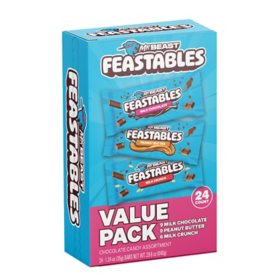 Feastables MrBeast Variety Pack Milk Chocolate Bars, 1.24 oz., 24 pk.