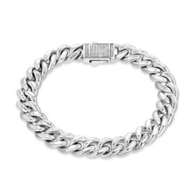 Men's Stainless Steel 0.19 CT. T.W. Diamond Curb Link Bracelet