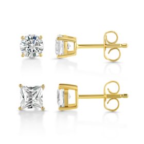 Lab Created Gemstone Earring Set in 14K Gold	