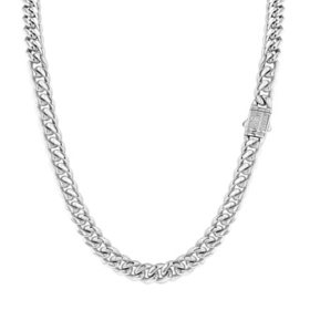 .19 CT. T.W. Diamond Curb Link Men's Necklace in Stainless Steel