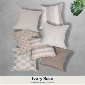 Peak Season Sunbrella 20" x 20" Toss Pillow, Ivory Rose Collection