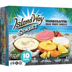 Island Way Handcrafted Assorted Fruit Sorbet, Frozen, 10 ct.