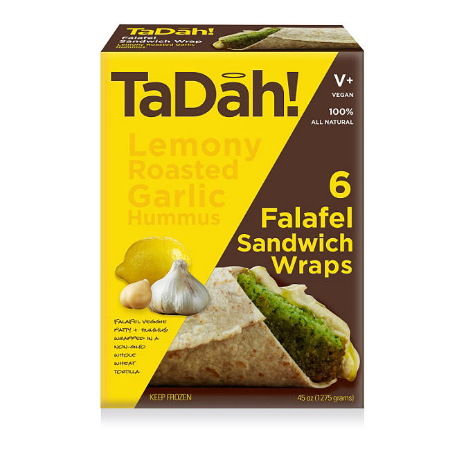 Tadah! Lemony Roasted Garlic Hummus Falafel Wrap (45 oz., 6 ct.)