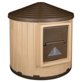 ASL Solutions Insulated Colossal Round Barn Dog House CRB Palace, Tan/Brown