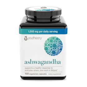 Youtheory Ashwagandha 1000 mg Vegetarian Capsules 150 ct.