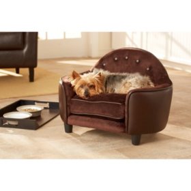 Enchanted Home Pet Ultra Plush Headboard Sofa Bed Pebble Brown