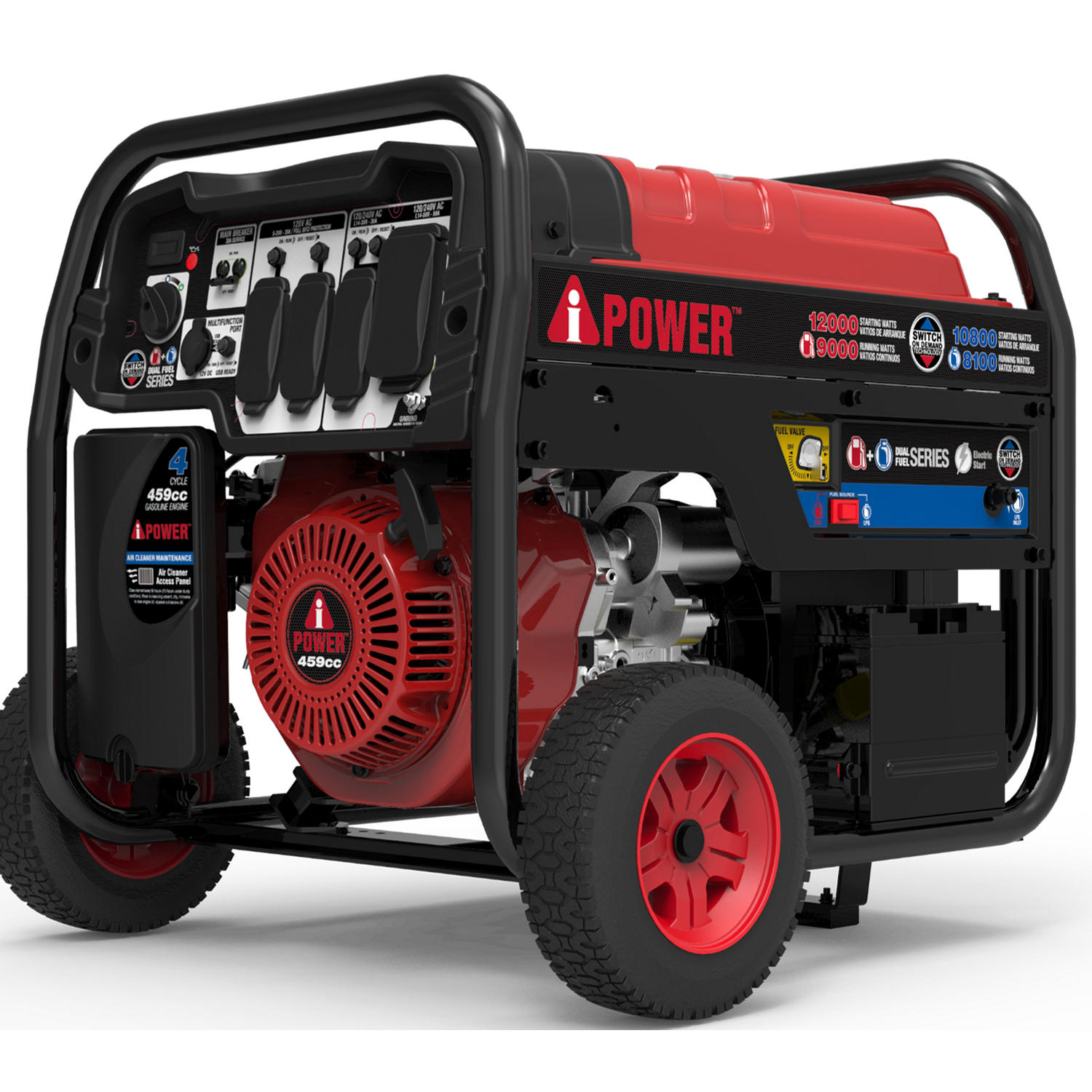 A-iPower SUA12000ED Dual-Fuel 12,000 Watt Gasoline / 10,800W LPG Portable Generator with Electric Start