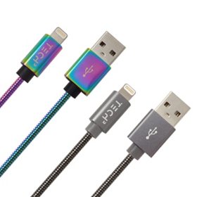 Tech Squared Metal Lightning to USB Cable 2-Pack