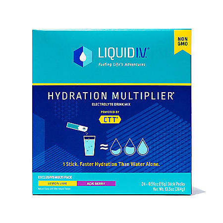 Liquid I.V. Hydration Multiplier Electrolyte Powder Packets, Lemon Lime & Acai Berry (24  pk.)