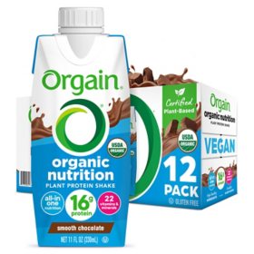 Orgain Organic Nutrition Vegan All-in-One Protein Plant Based RTD Shake, Smooth Chocolate 12 ct.