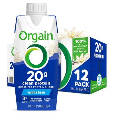 Orgain 20g Grass Fed Clean Protein Grass-Fed Shake- Vanilla Bean 11oz, 12ct  