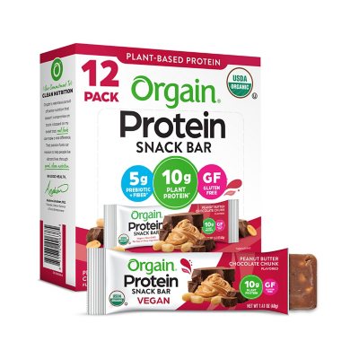 Orgain Protein Bars, Peanut Butter Chocolate Chunk (12 pk):- Peanut Butter Chocolate Chunk