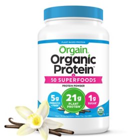 Orgain Organic 21g Plant-Based Protein Powder + Superfoods, Vanilla 2.7 lbs.