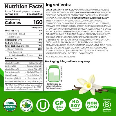 Orgain usda organic plant protein and superfoods outlet powder