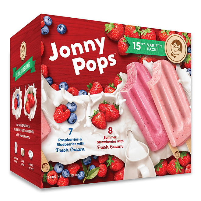 JonnyPops Frozen Fruit and Cream Bars Variety Pack (15 ct.)
