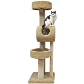 Multi-Level Carpeted Cat Tower, Tan (68")