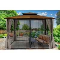 Paragon Outdoor 10' x 12' Gazebo with Privacy Curtains and Mosquito Netting (Various Colors)