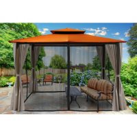 Paragon Outdoor 10' x 12' Gazebo with Privacy Curtains and Mosquito Netting (Various Colors)