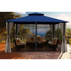 Paragon Outdoor 11' x 14' Kingsbury Gazebo with Privacy Curtains and Mosquito Netting 