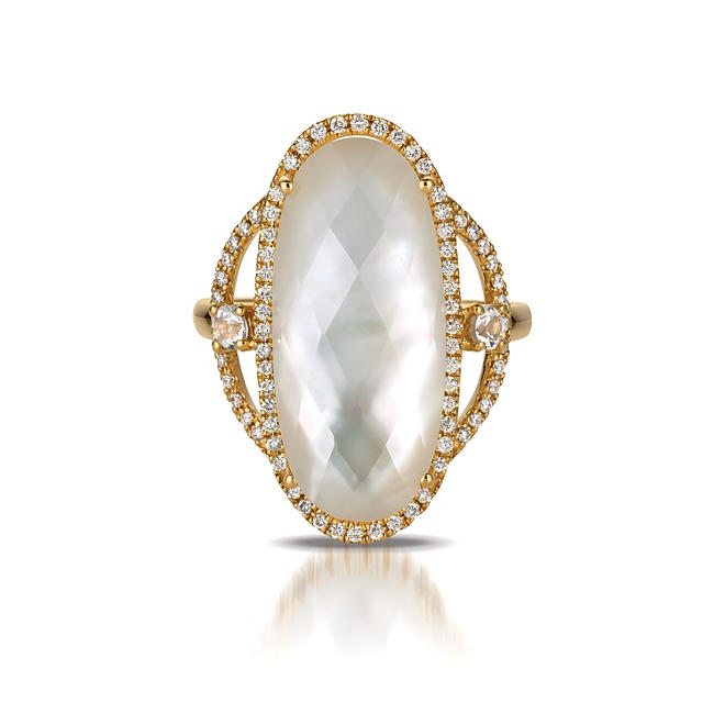 Mother of Pearl Doublet Ring in 14K Yellow Gold