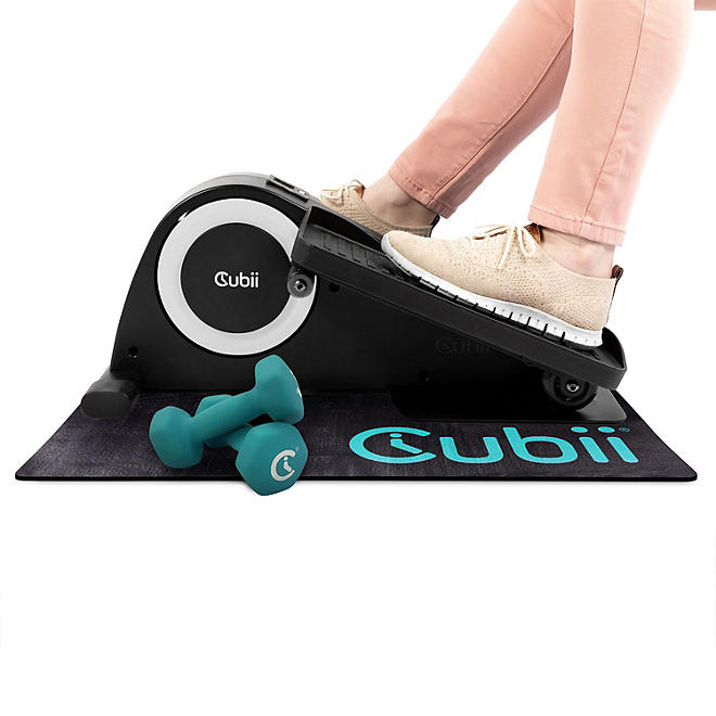 Cubii JR1 Compact Seated Elliptical Starter Set with 3 lb. Dumbbells and Gripii Workout Mat